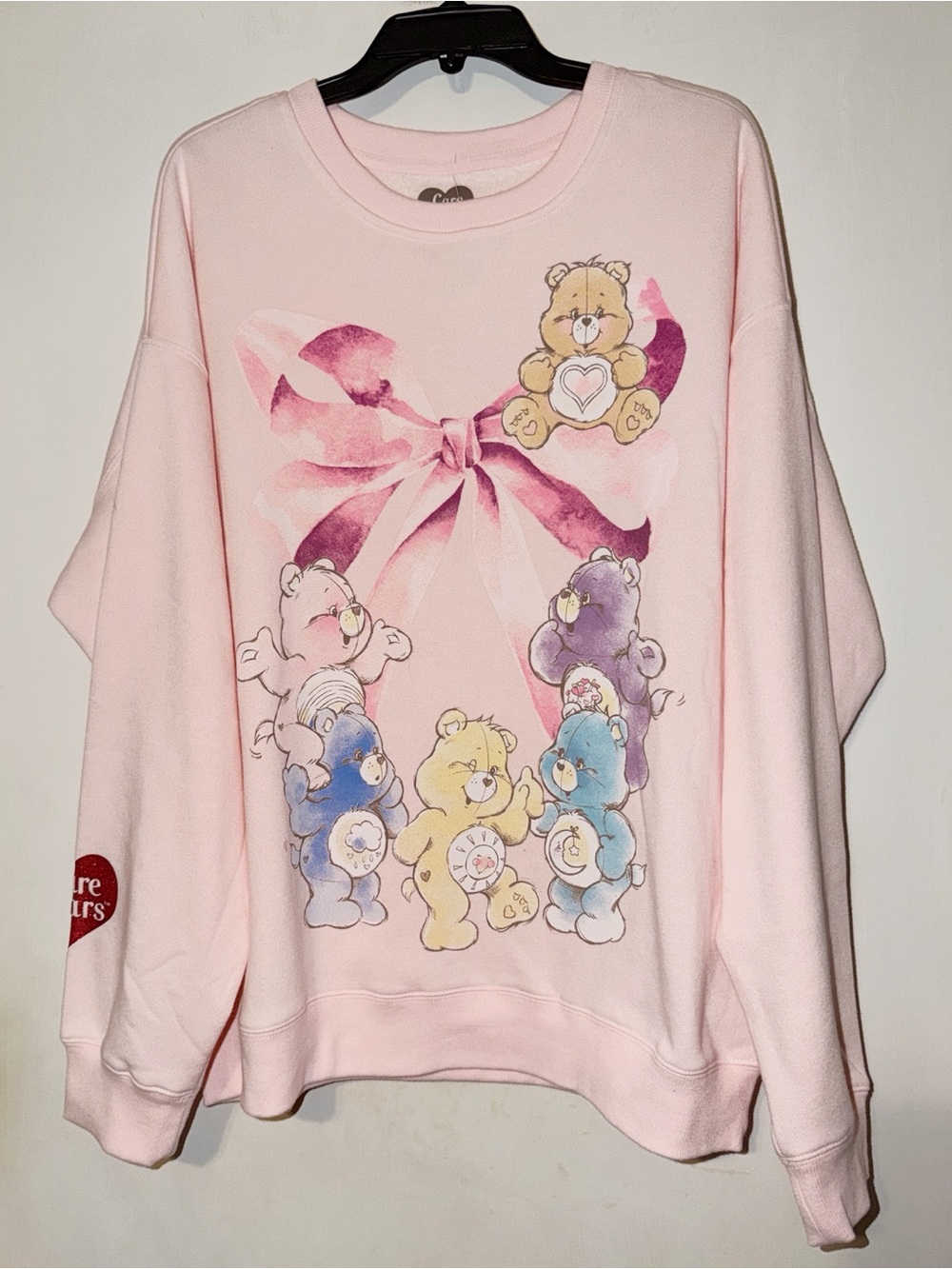 Care Bears Light Pink Crewneck Sweatshirt with Bear Graphic 2X NWT